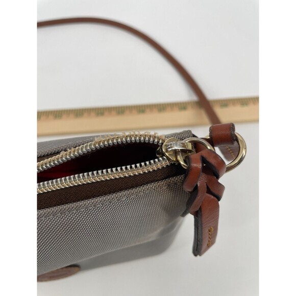 Dooney & Bourke Womens Pouchette Nylon Crossbody Bag Purse Gray Leather Brown - Picture 15 of 16